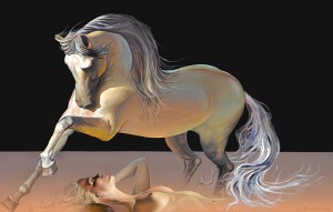 La Dama del caballo. Óleo sobre lienzo, 130 x 195 cm. 2009